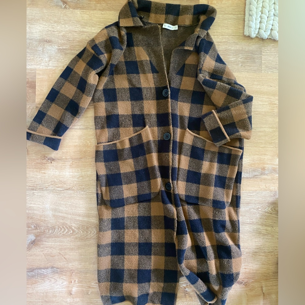 Zara Knit plaid coat
